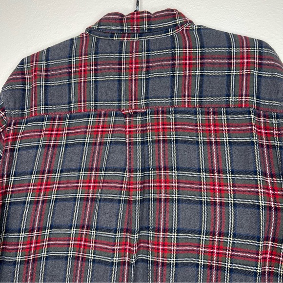 Woolrich Gray & Red Plaid Flannel 100% Cotton Long Sleeve Button Up Shirt XL - Picture 7 of 11